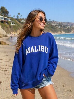 Pacifica & Co Malibu Sweatshirt Medium | Blue Beachy Crewneck Pullover